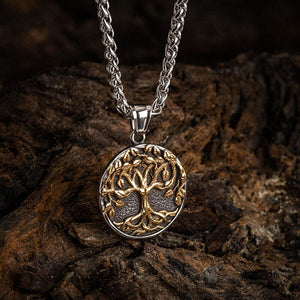 Dual Color Stainless Steel Tree of Life Necklace-Viking Necklace-Norse Spirit
