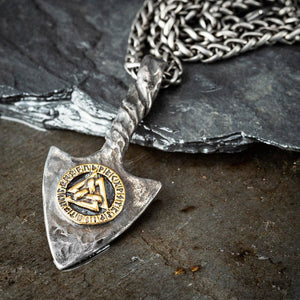 Dual Color Stainless Steel Valknut and Runes Spear Pendant-Viking Necklace-Norse Spirit