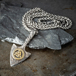 Dual Color Stainless Steel Valknut and Runes Spear Pendant-Viking Necklace-Norse Spirit
