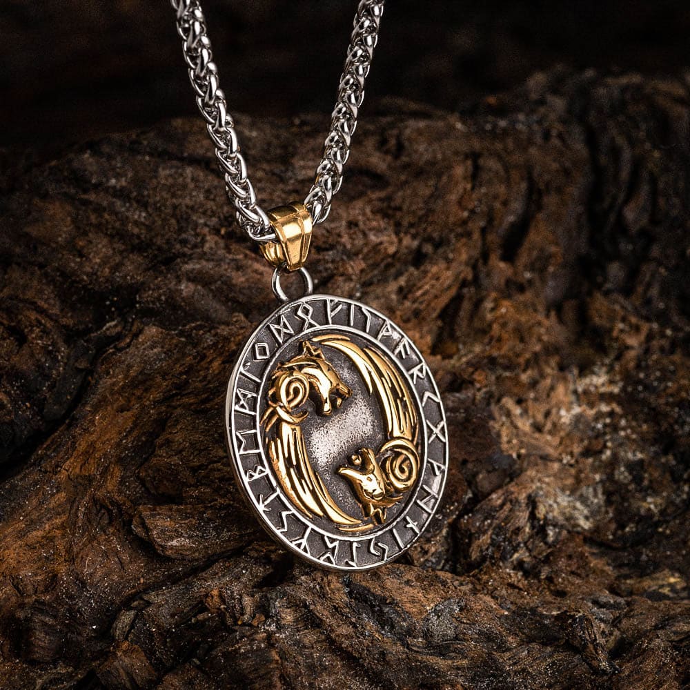 Two wolves necklace sales