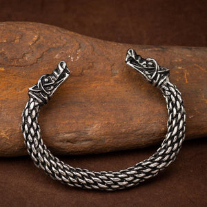 Extra Large Pewter Wolf Head Bracelet - Handcrafted in the UK-Viking Bracelet-Norse Spirit