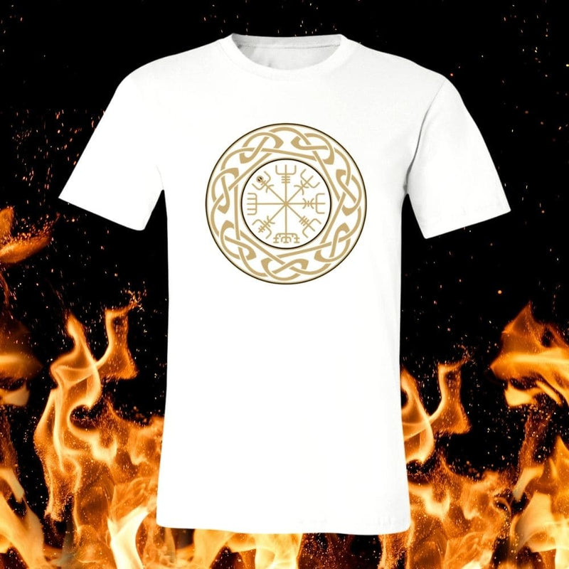 Gold Vegvisir Logo T-Shirt - Norse Spirit