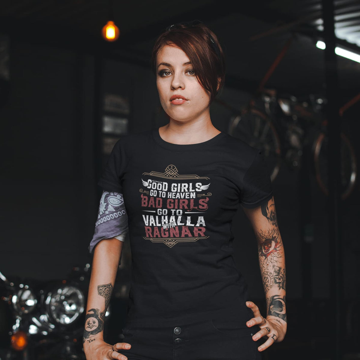 Good Girls Go To Heaven Black T-Shirt-T-Shirts-Norse Spirit