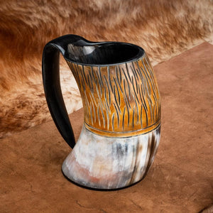 Half Burn Horn Mug-Viking Drinking Horns and Mugs-Norse Spirit