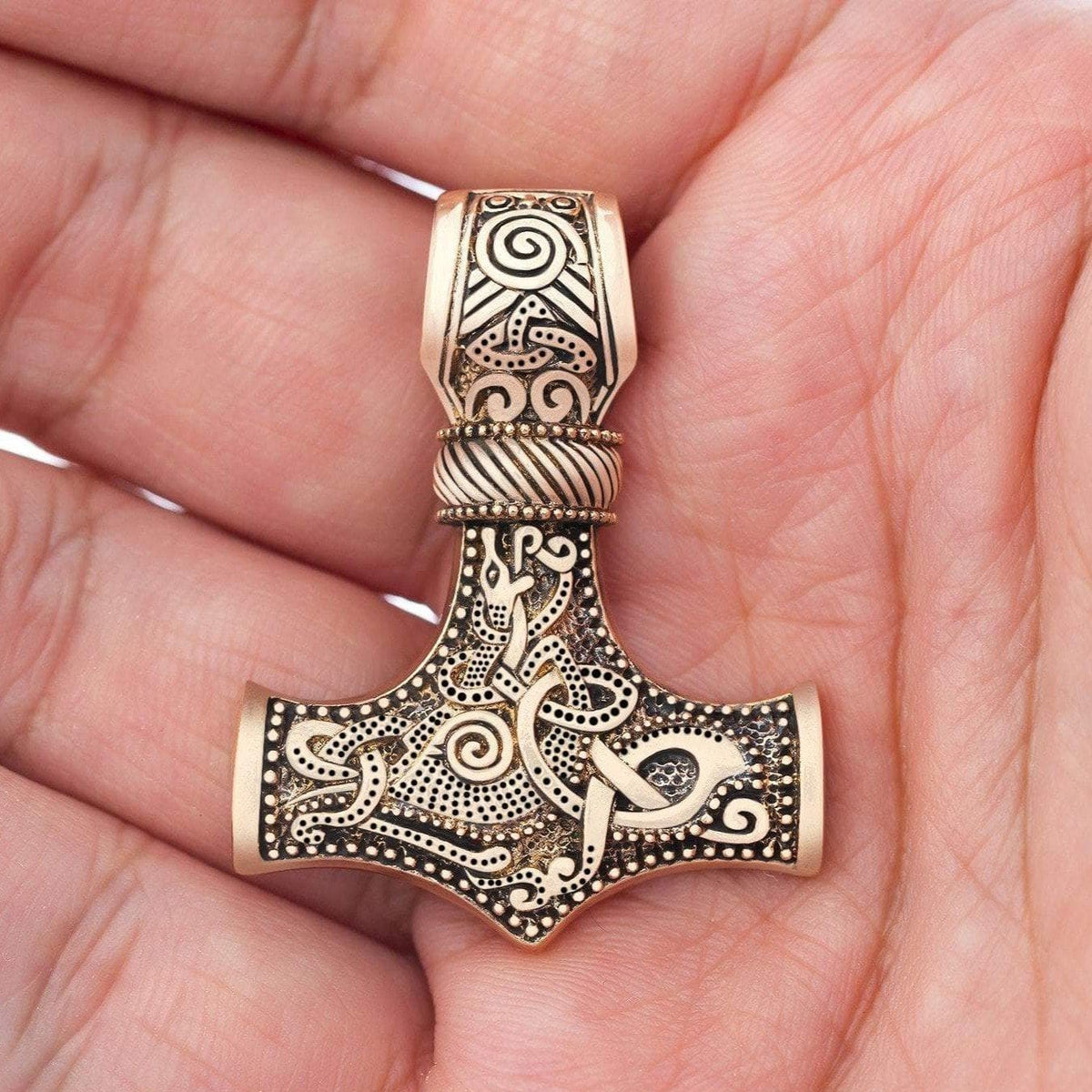 BRONZE KNOTWORK THOR'S HAMMER NECKLACE
