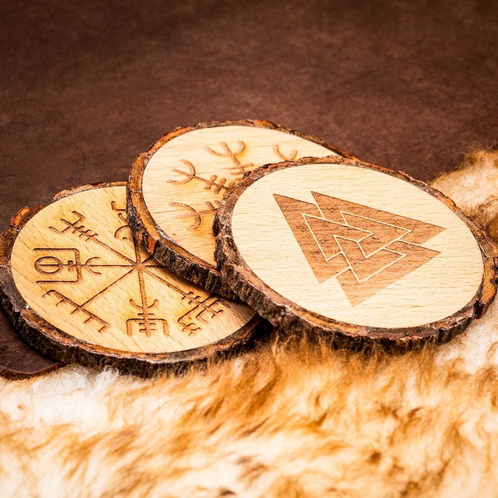 Handmade Wooden Coaster Set - Norse Spirit