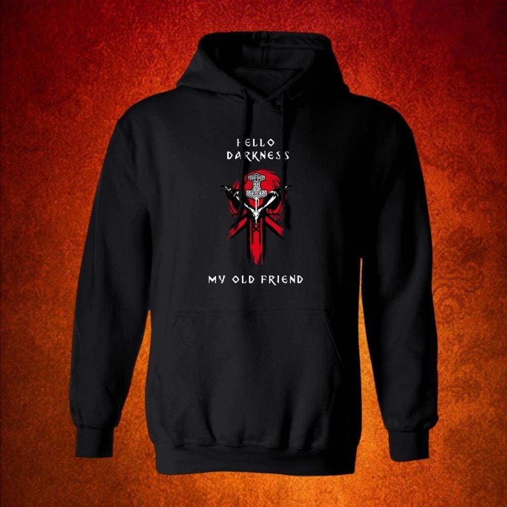 Hello Darkness Black Viking Hoodie-Sweatshirts-Norse Spirit