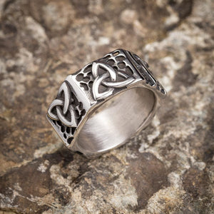 Hexagonal Stainless Steel Triquetra Ring-Viking Ring-Norse Spirit