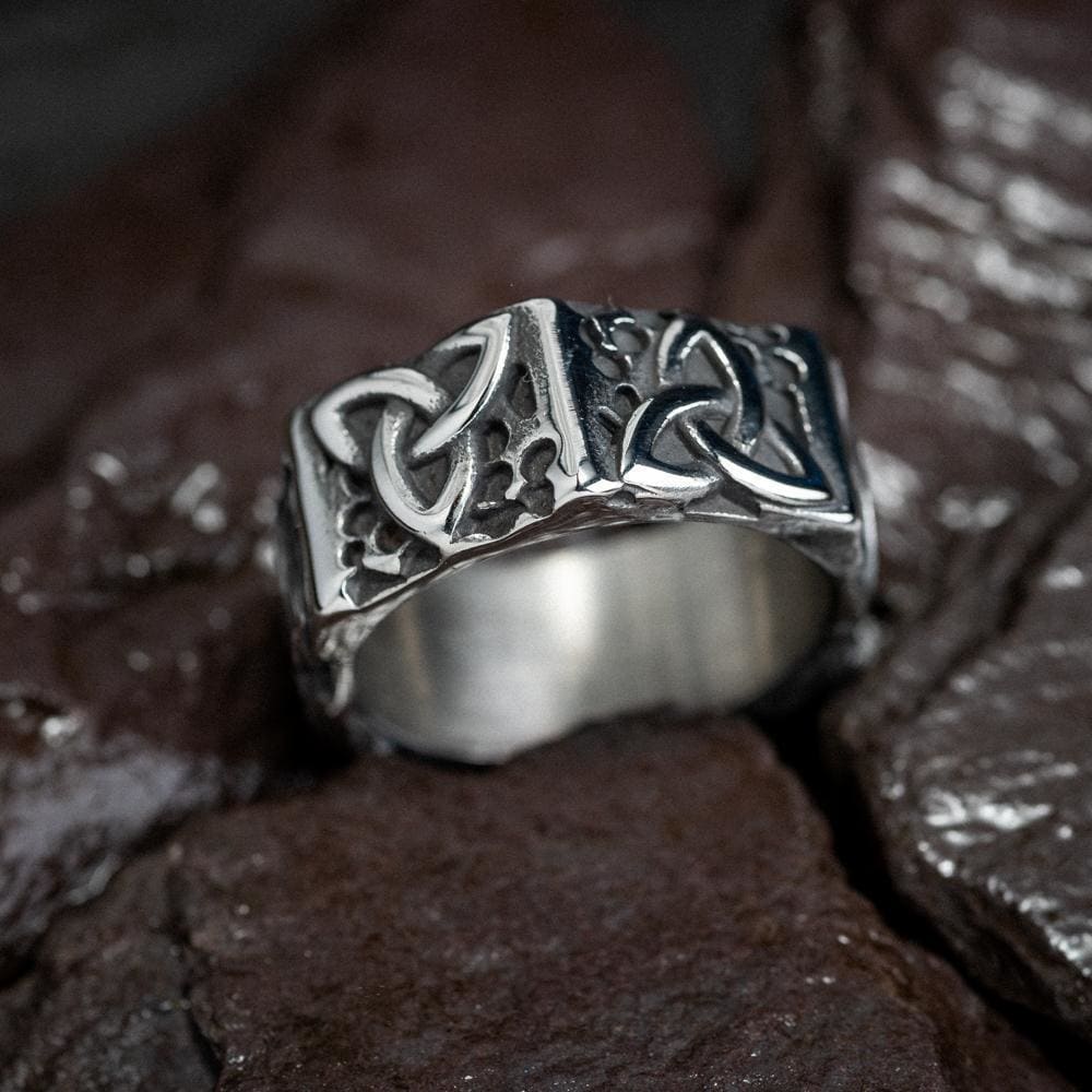 Hexagonal Stainless Steel Triquetra Ring-Viking Ring-Norse Spirit