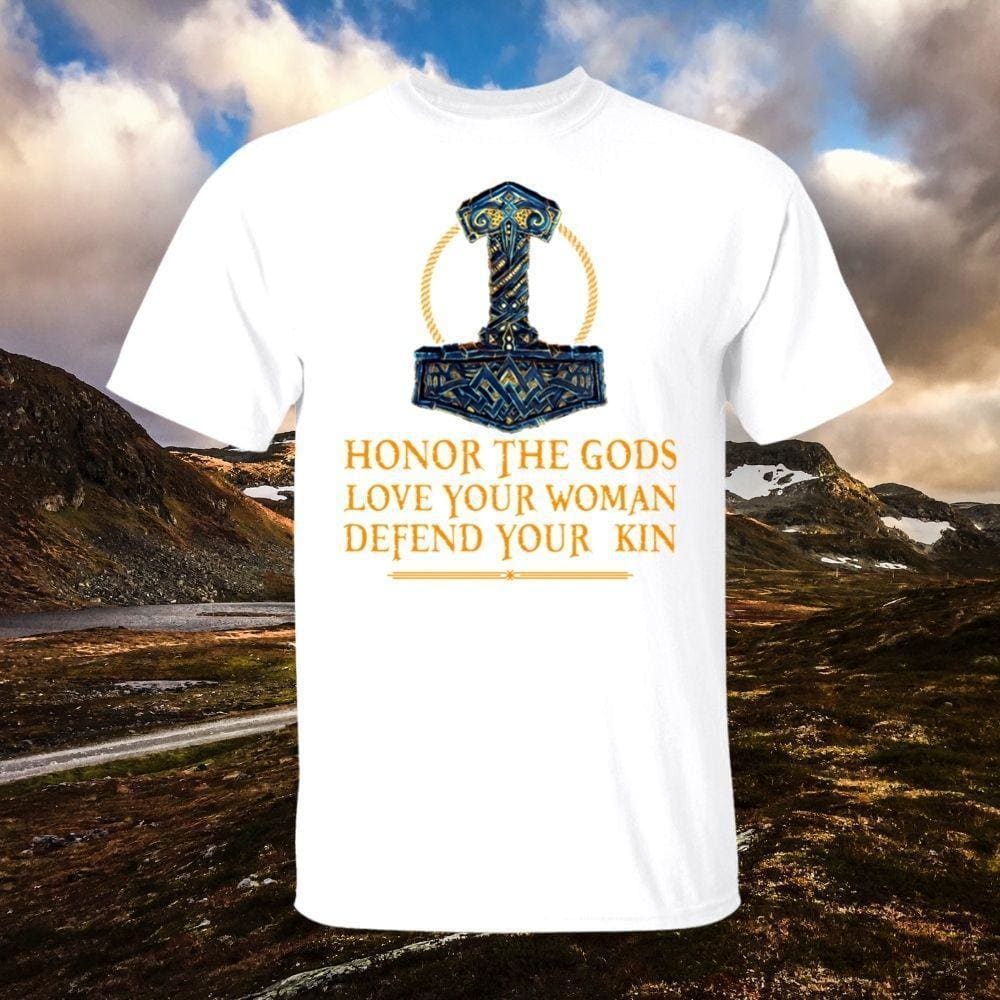 Honor The Gods White T-Shirt-Viking T-Shirt-Norse Spirit