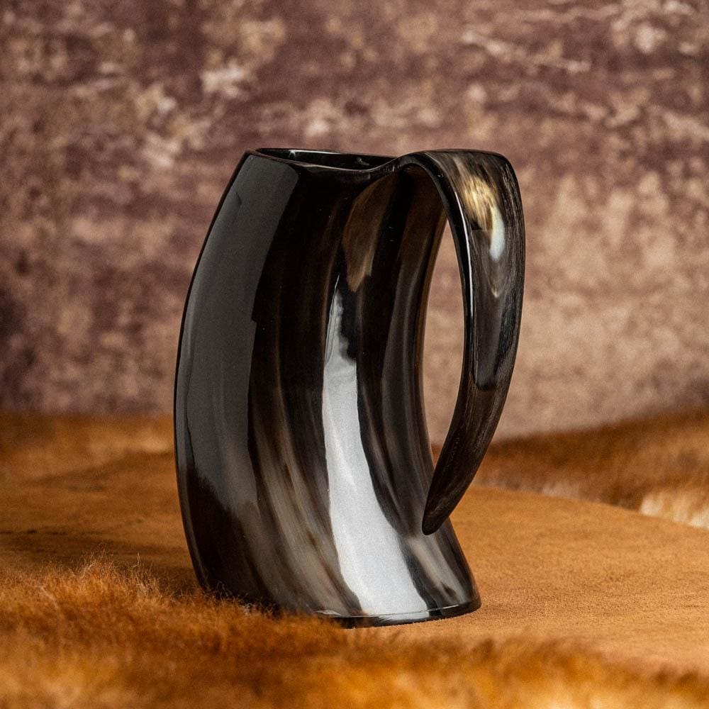 Horn Mug With Helm of Awe Design-Viking Drinking Horn-Norse Spirit