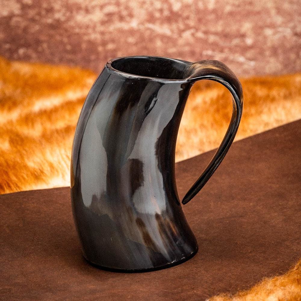Horn Mug With Helm of Awe Design-Viking Drinking Horn-Norse Spirit