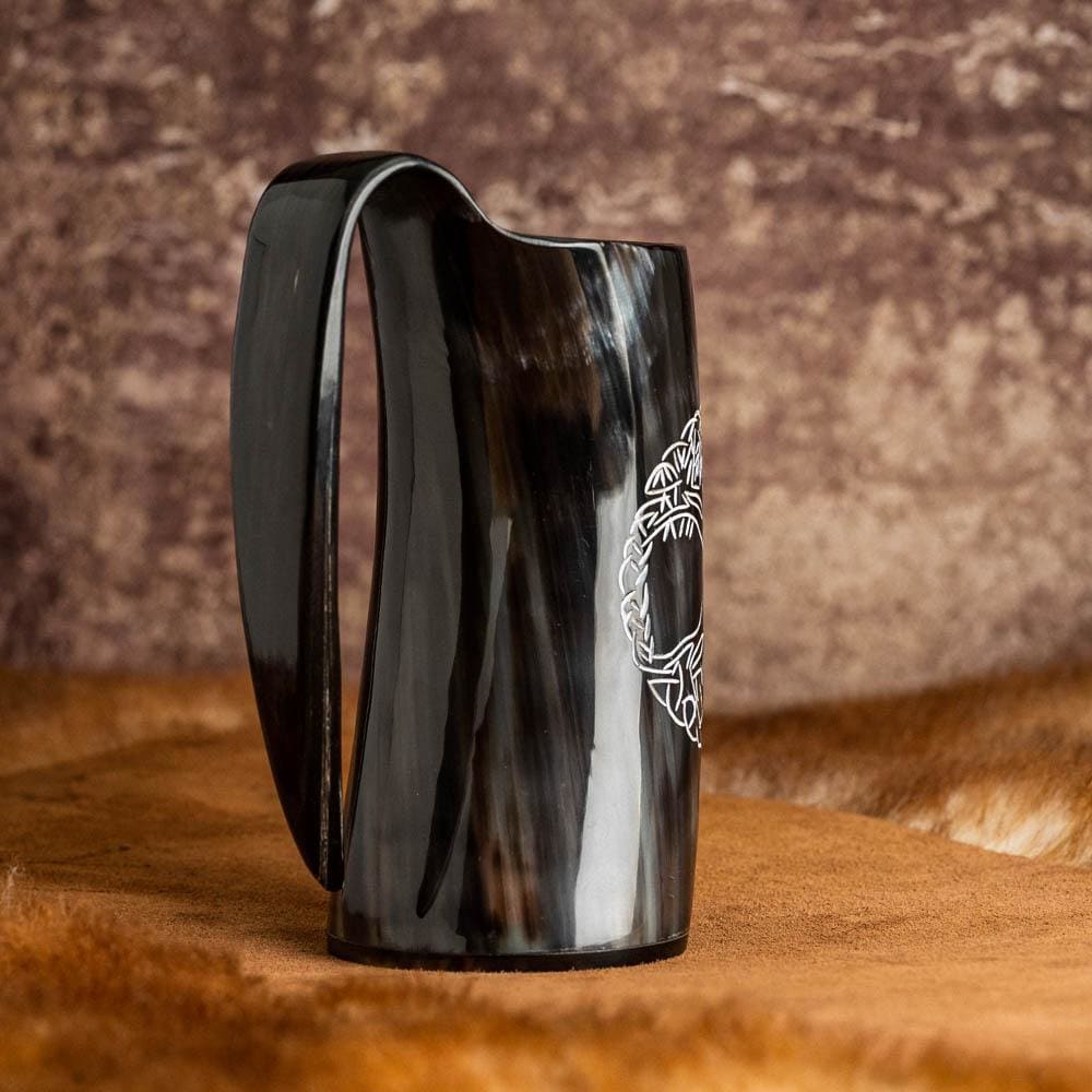 Horn Mug With Tree of Life / Yggdrasil Design-Viking Drinking Horn-Norse Spirit