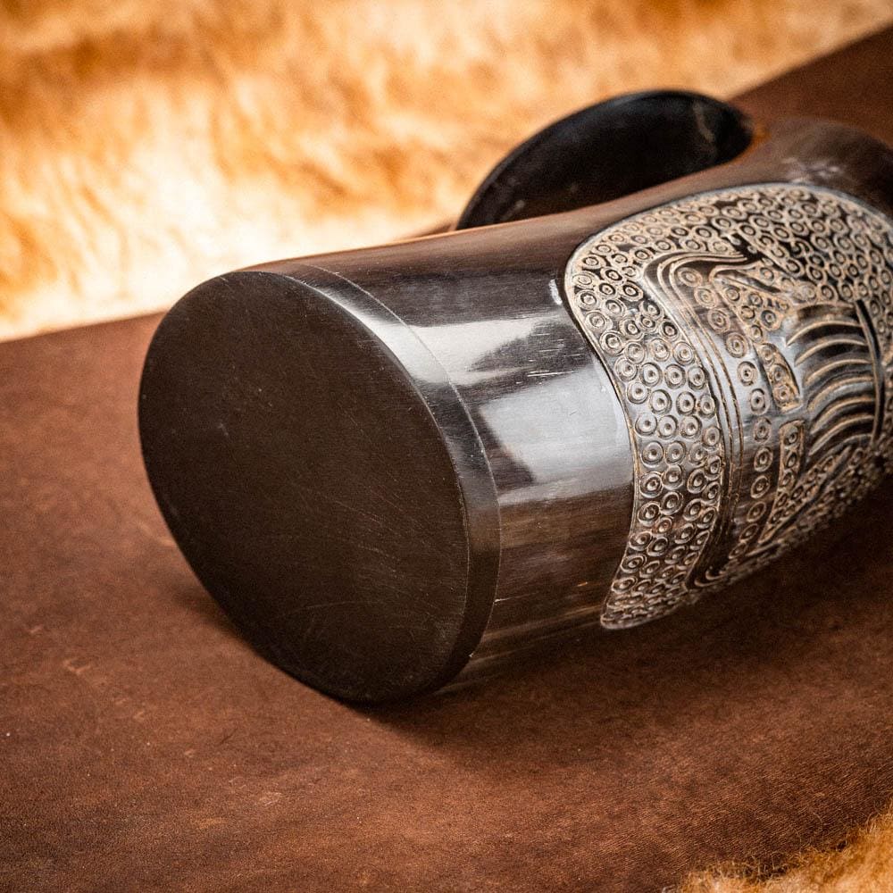 Horn Mug With Viking Longship Design-Viking Drinking Horn-Norse Spirit