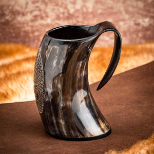 Horn Mug With Viking Longship Design-Viking Drinking Horn-Norse Spirit