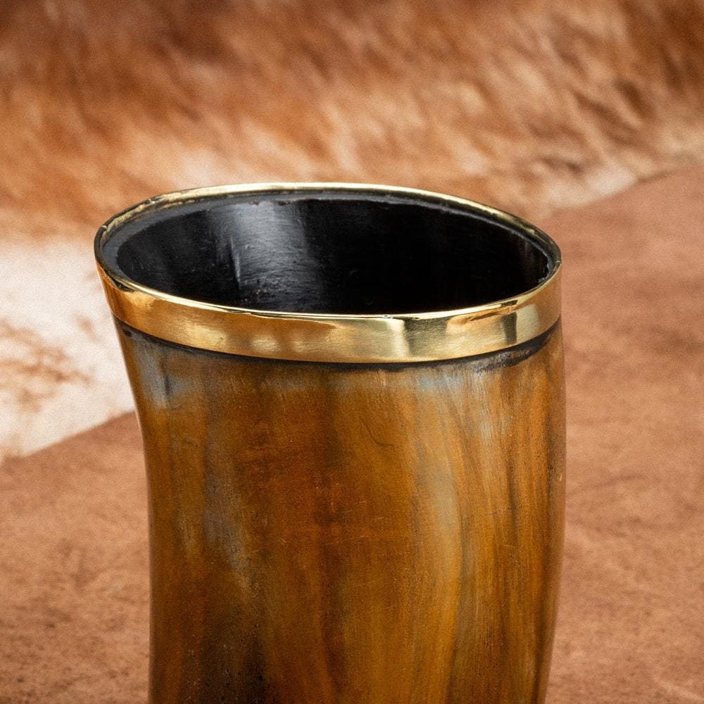 Horn Shot Cup With Brass Rim-Viking Drinking Horns and Mugs-Norse Spirit