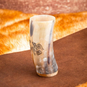 Horn Tumbler With Raven Design-Viking Drinking Horn-Norse Spirit