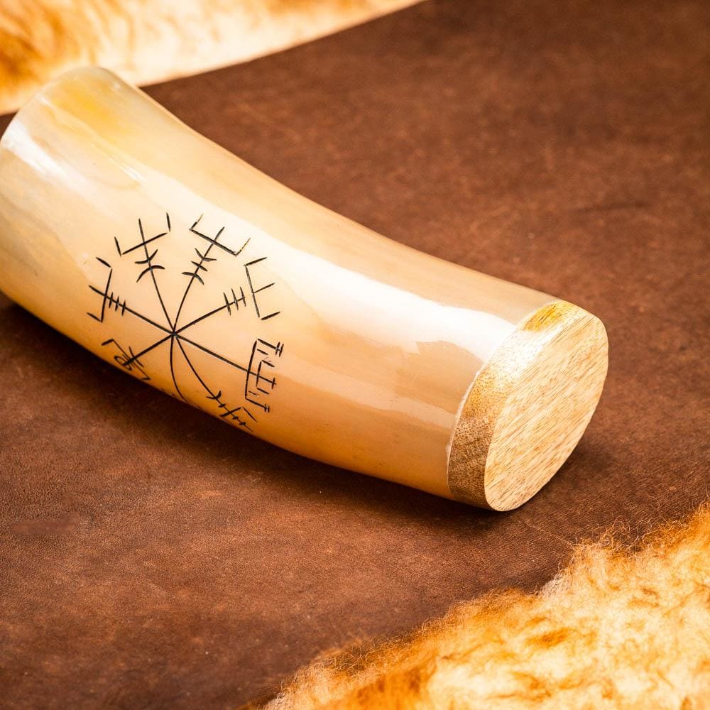 Horn Tumbler With Vegvisir Design-Viking Drinking Horn-Norse Spirit