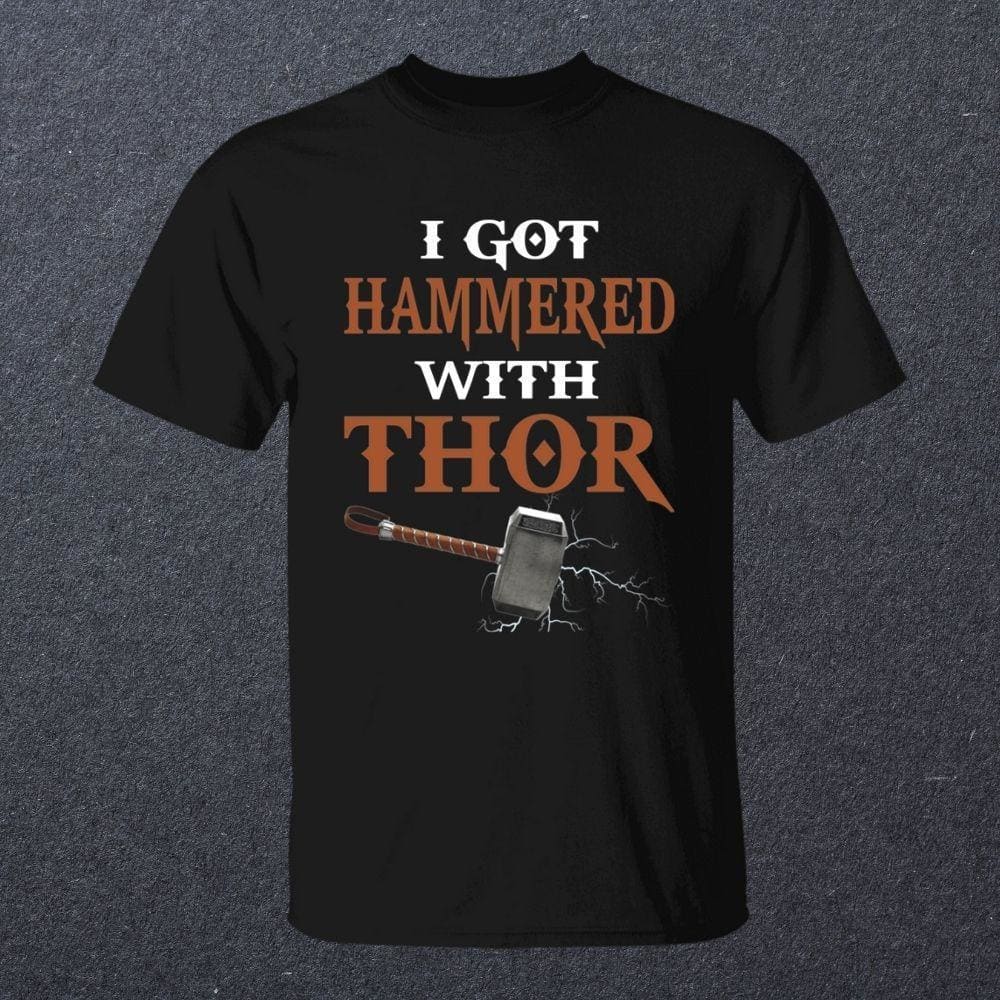 I Got Hammered With Thor Black T-Shirt-T-Shirts-Norse Spirit