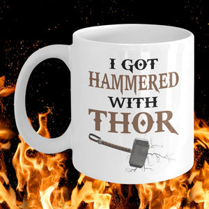 I Got Hammered With Thor White Mug-Mug-Norse Spirit