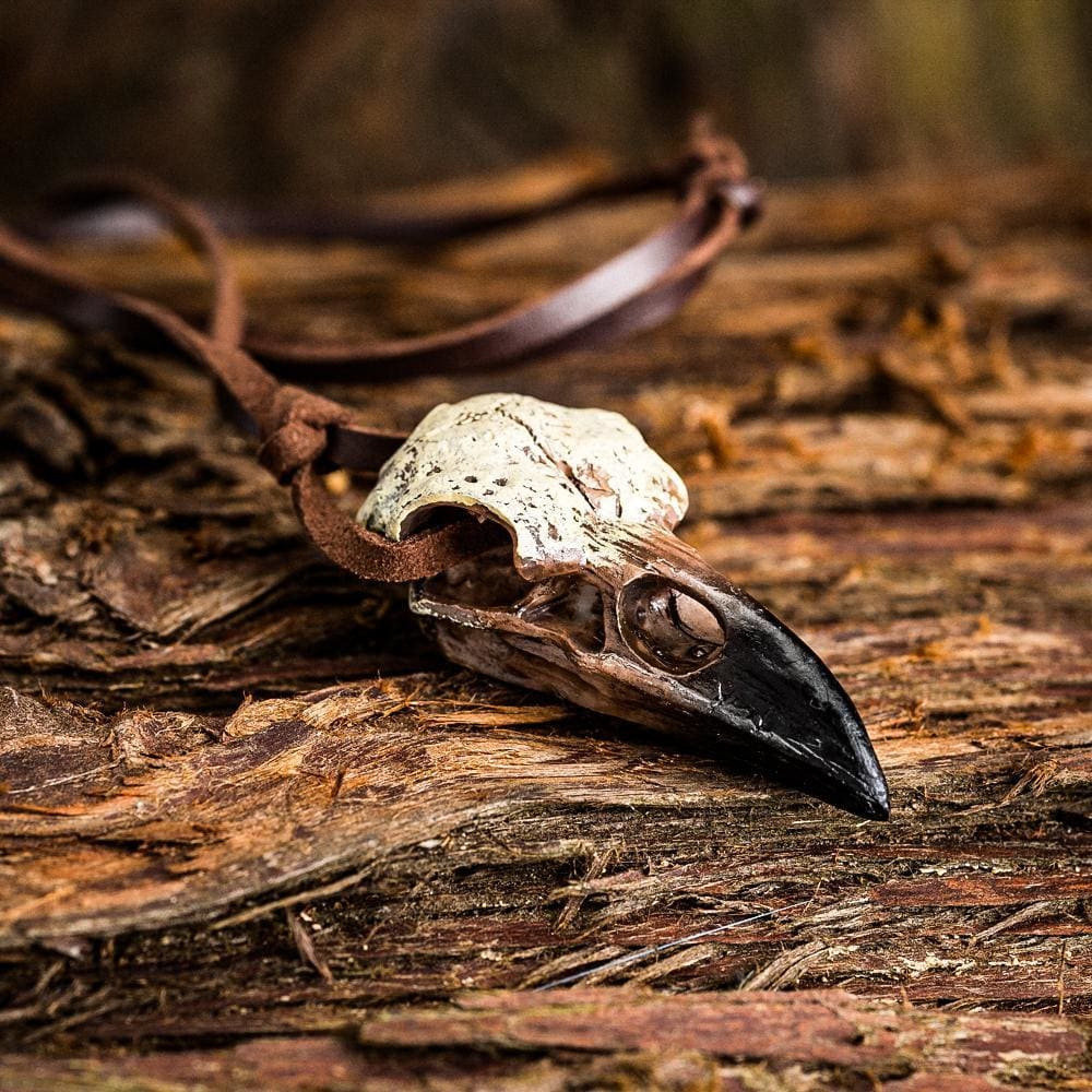 Large Resin Raven Skull Pendant-Viking Necklace-Norse Spirit