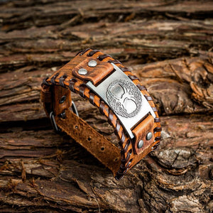 Leather Buckle Arm Cuff With Metal Tree of Life / Yggdrasil Design-Viking Bracelet-Norse Spirit