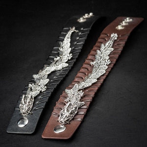 Leather Dragon Cuff-Viking Bracelet-Norse Spirit