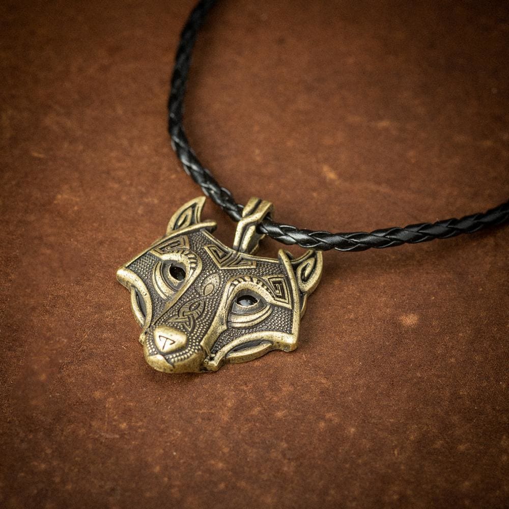Norse Wolf Head Necklace - Leather Chain-Viking Necklace-Norse Spirit