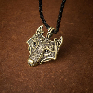 Norse Wolf Head Necklace - Leather Chain-Viking Necklace-Norse Spirit