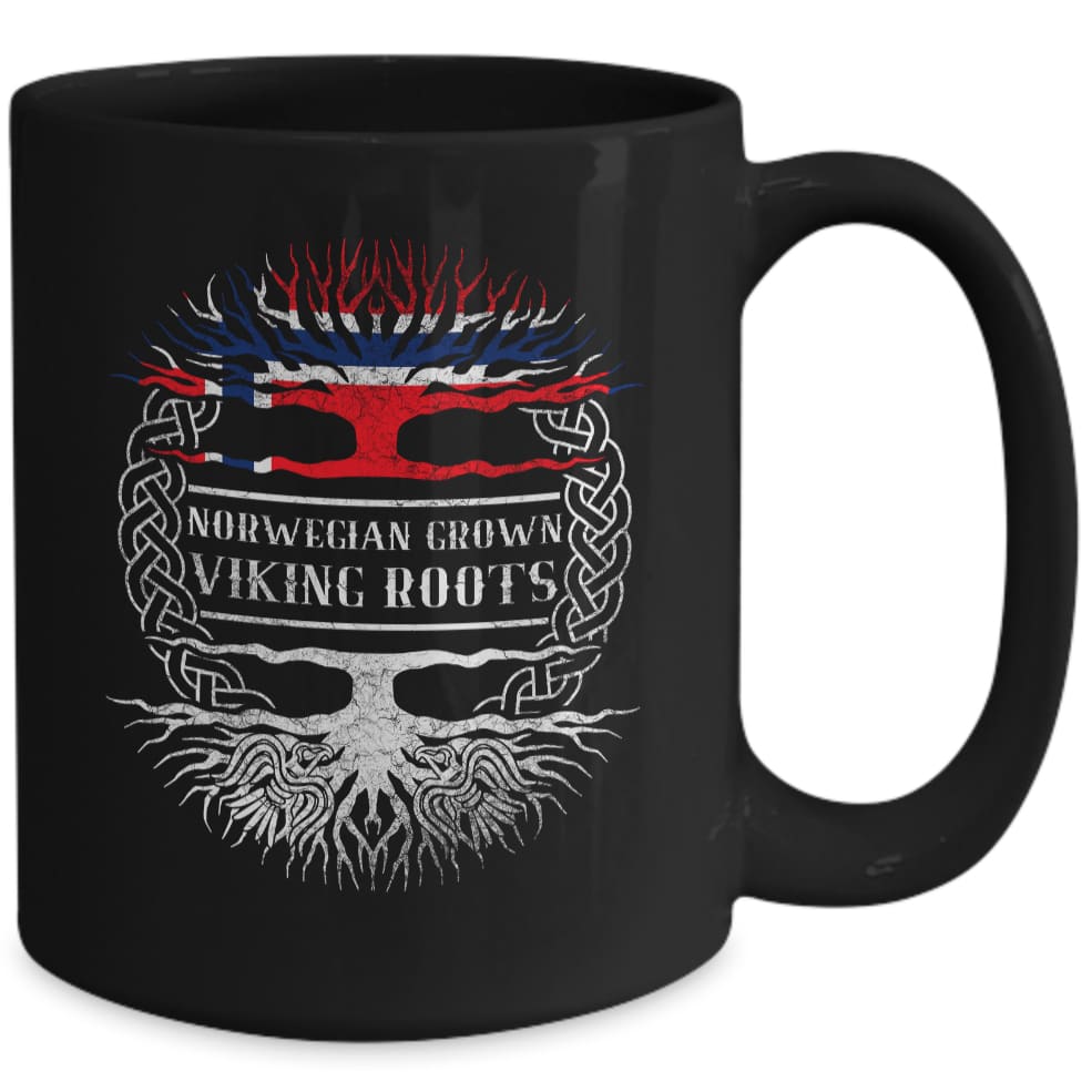 Norwegian Grown Viking Roots Black Mug - Norse Spirit