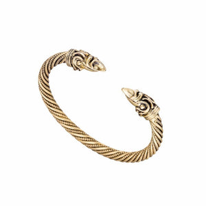 Gold Raven Head Viking Bracelet