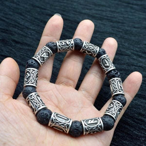 Rune and Lava Stone Viking Bracelet