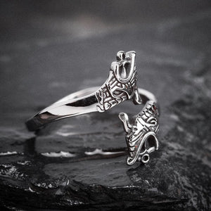 Stainless Steel Adjustable Jormungand Ring-Viking Ring-Norse Spirit