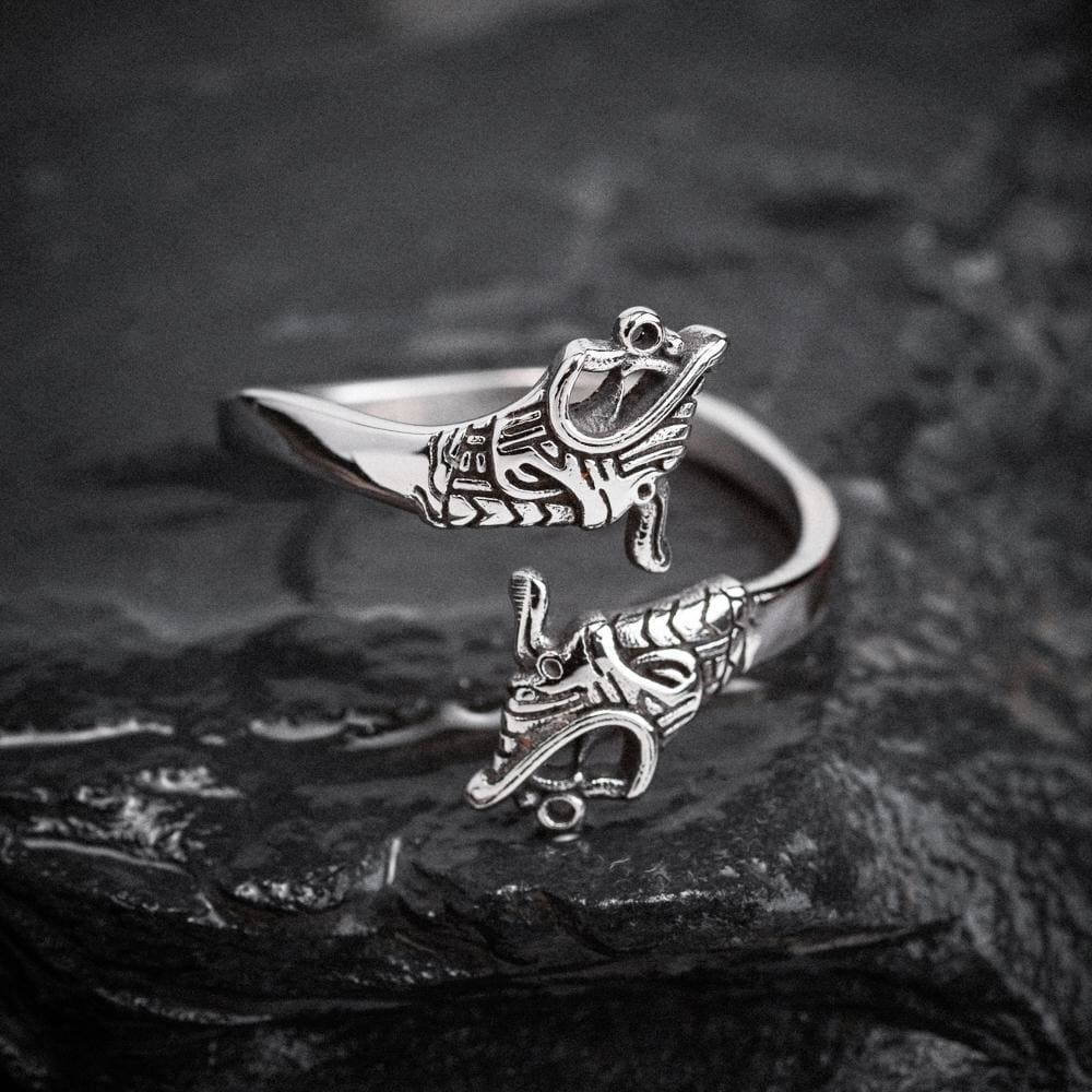 Stainless Steel Adjustable Jormungand Ring-Viking Ring-Norse Spirit