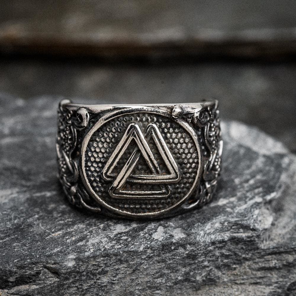 Stainless Steel Adjustable Valknut Signet Ring-Viking Ring-Norse Spirit