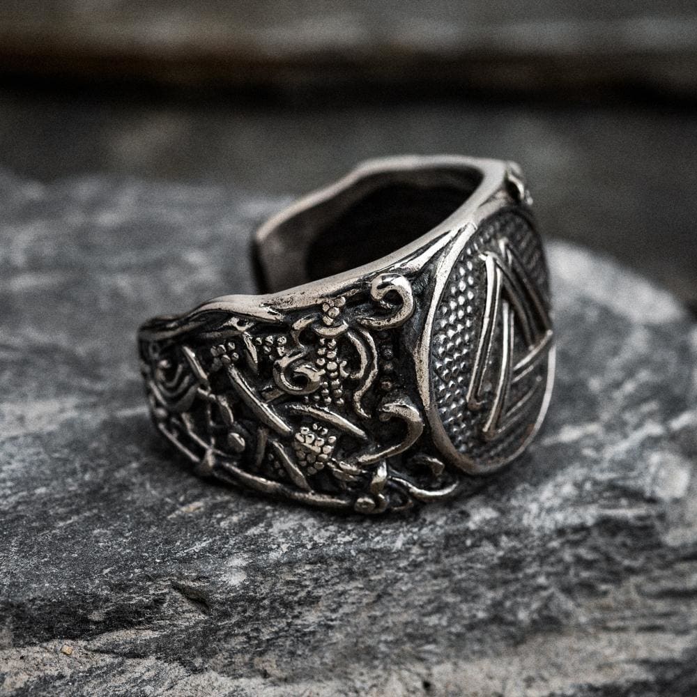 Stainless Steel Adjustable Valknut Signet Ring - Norse Spirit