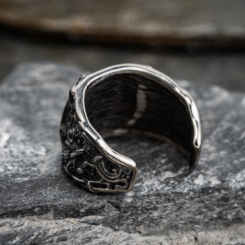 Stainless Steel Adjustable Valknut Signet Ring-Viking Ring-Norse Spirit