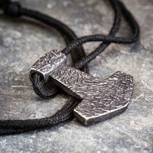 Stainless Steel Aged Mjolnir on Black Cord-Viking Necklace-Norse Spirit