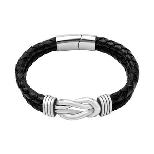 Stainless Steel and Leather Celtic Infinity Knot Bracelet