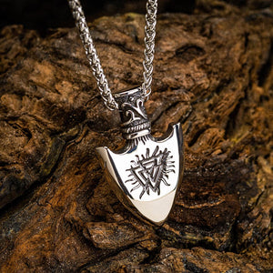 Stainless Steel Arrow Head Necklace With Valknut and Vegvisir-Viking Necklace-Norse Spirit