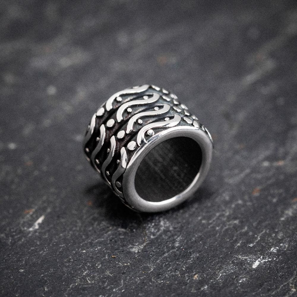Stainless Steel Banded Beard Bead-Viking Beard Rings-Norse Spirit