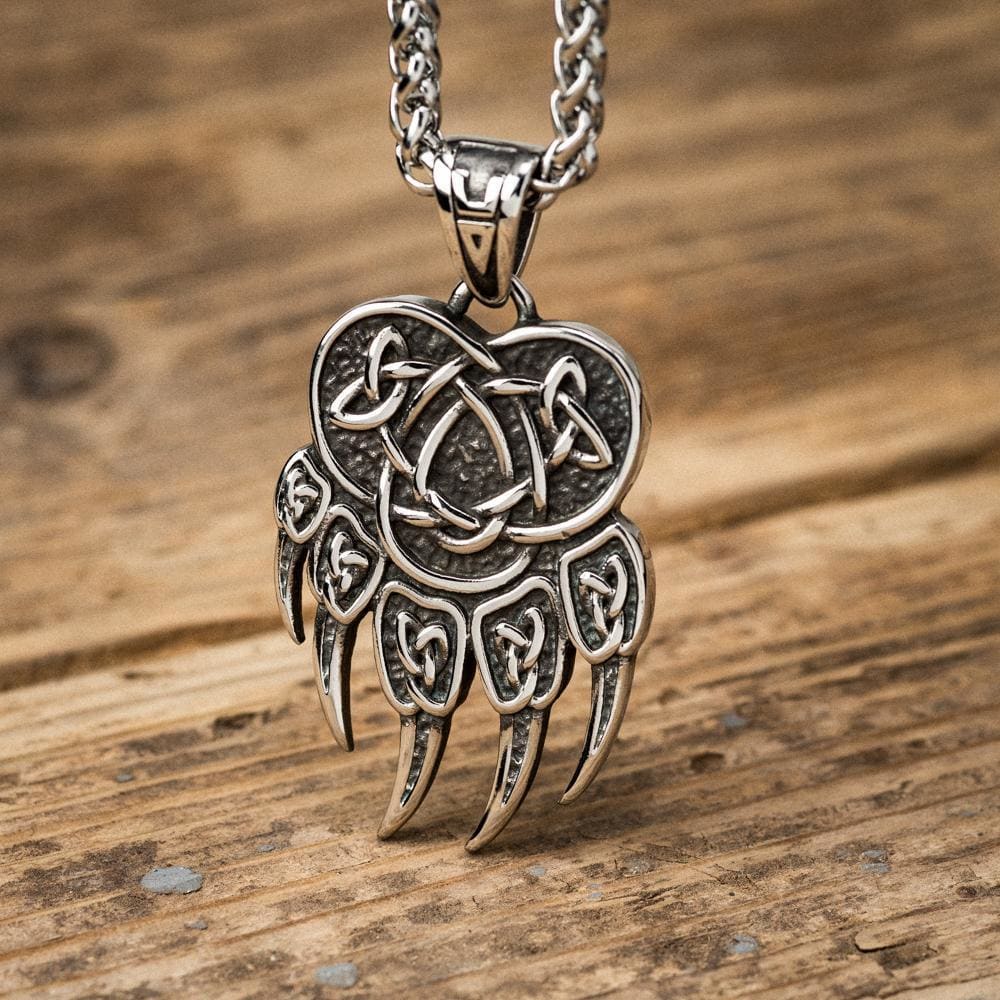 Stainless Steel Bear Paw Necklace-Viking Necklace-Norse Spirit