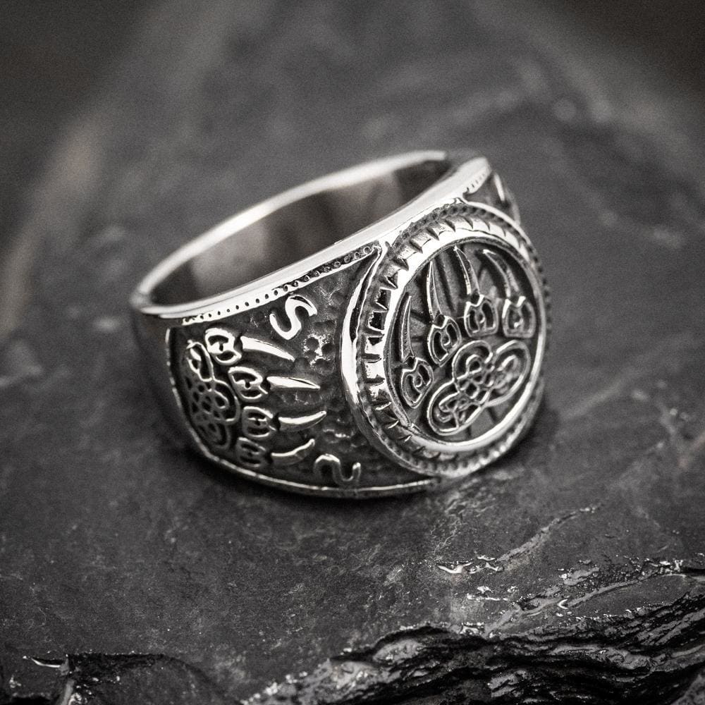 Stainless Steel Bear Paw / Veles Ring-Viking Ring-Norse Spirit