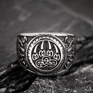 Stainless Steel Bear Paw / Veles Ring-Viking Ring-Norse Spirit