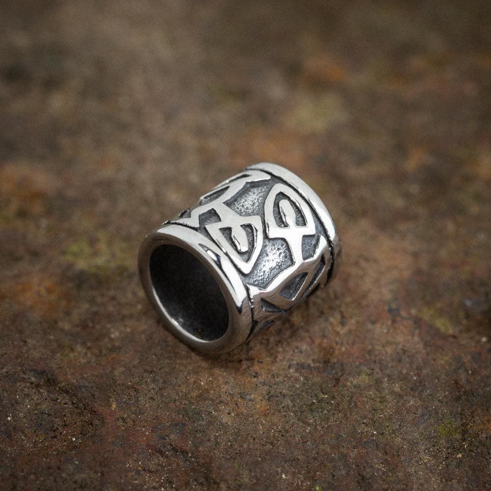 Stainless Steel Beard Ring With Celtic Clover Design-Viking Beard Rings-Norse Spirit