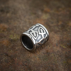 Stainless Steel Beard Ring With Celtic Clover Design-Viking Beard Rings-Norse Spirit