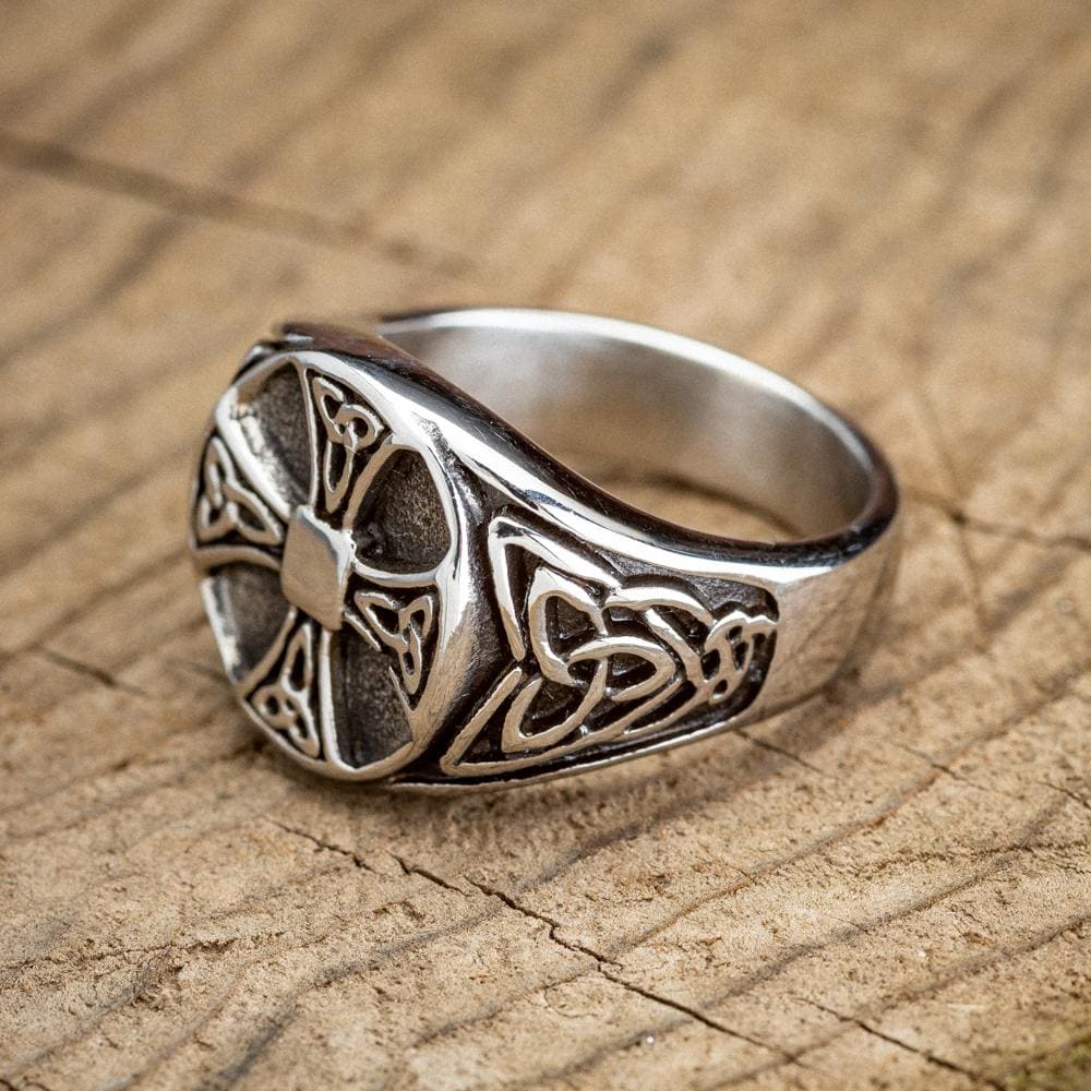 Stainless Steel Celtic Knot Cross Ring-Viking Ring-Norse Spirit