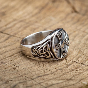Stainless Steel Celtic Knot Cross Ring-Viking Ring-Norse Spirit