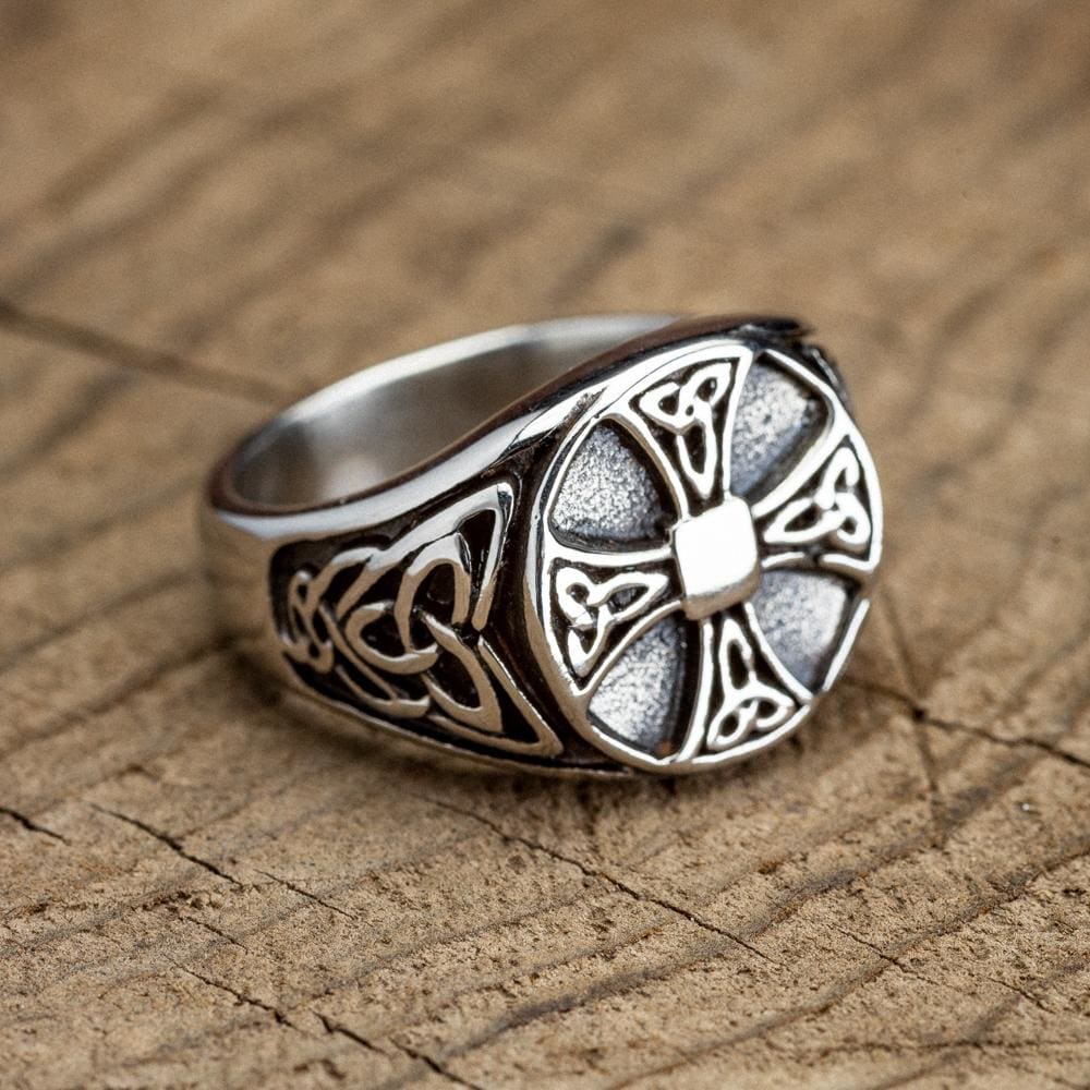 Stainless Steel Celtic Knot Cross Ring-Viking Ring-Norse Spirit