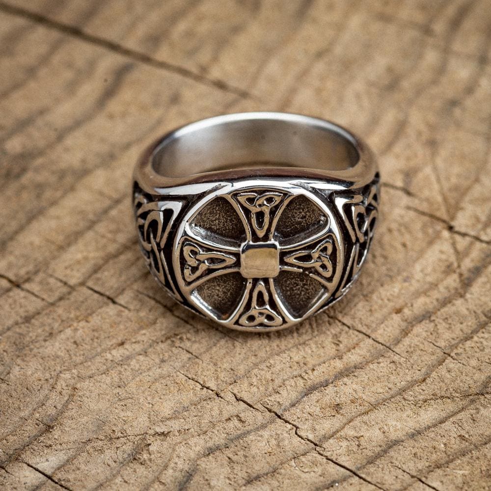 Stainless Steel Celtic Knot Cross Ring-Viking Ring-Norse Spirit